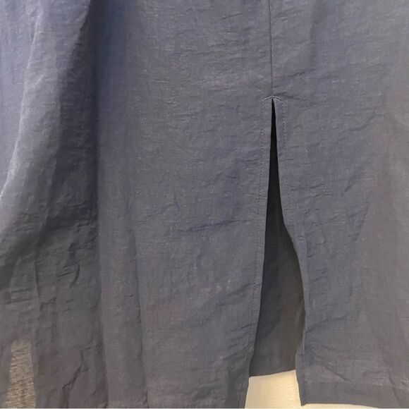 Old Navy Waist-Defined Twist-Front Midi Shirt Dress rayon linen nylon blend L - Picture 7 of 12